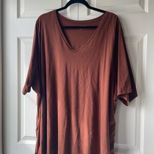 Lane Bryant Perfect Sleeve V-Neck Short Sleeve Top - Brown